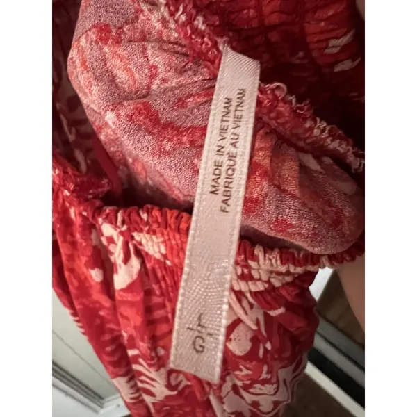 Free People Dress Beach Day Red And White‎ Halter Flowy Mini Boho Size L - Image 8