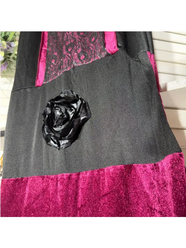 Vintage 90s gothic Goddess costume dress black lace burgundy velvet witchy Vamp - Image 5