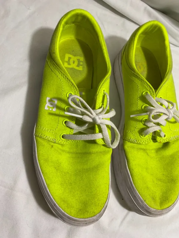 DC Trase Platform TX SE Neon Yellow Canvas Sneakers Women's Size 9 Skate Shoes - Image 4