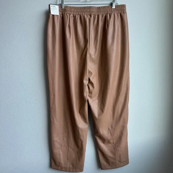 NWT Calia Journey Pants Size XL Tan Vegan Leather High Rise Straight Leg Pull On - Image 4