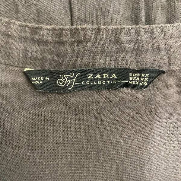 Zara TRF Button‎ Front V-Neck Long Sleeve Womens Size XS Gray Boho Minimalist - Image 2