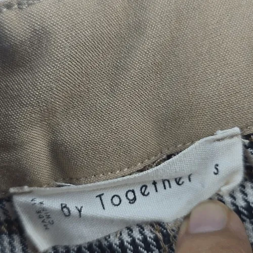 By Together Multicolor‎ High Rise Houndstooth Plaid Wide Leg Pants Size Small - Image 5