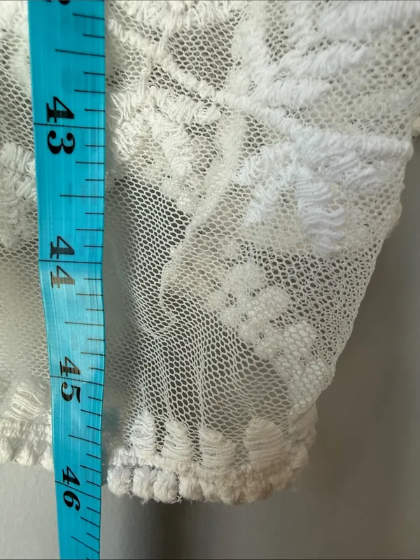 Floral Sheer Lace Cottagecore Tie Front Kimono Duster Cotton Blend - Image 7