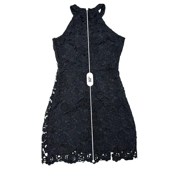 Lulu's Love Poem Black Crocheted Lace Dress SMALL Sunflower Pattern‎ LBD - Image 9