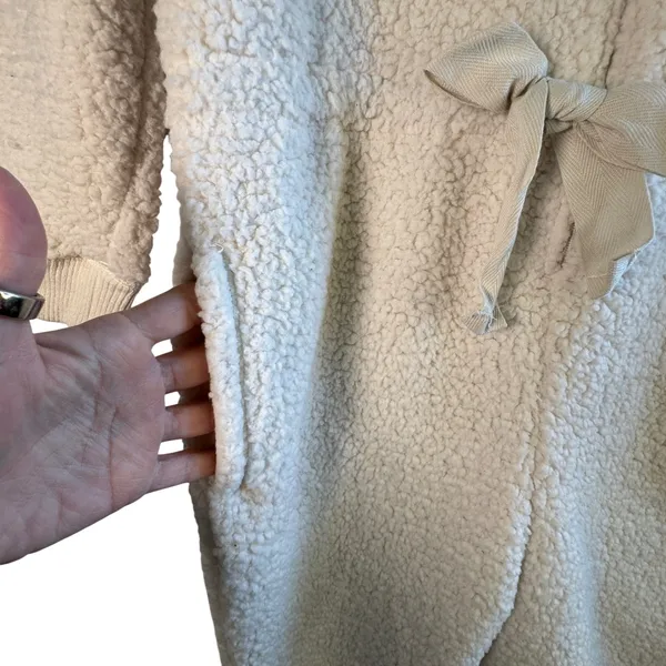 Aerie‎ Sherpa One Piece Pajamas Snow Way Fleece Hooded Onesie Cream White M NWT - Image 10