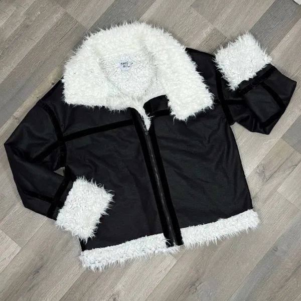 Princess Polly‎ Mariana Jacket Small Medium Black PU Faux Fur Lined Moto Biker - Image 16
