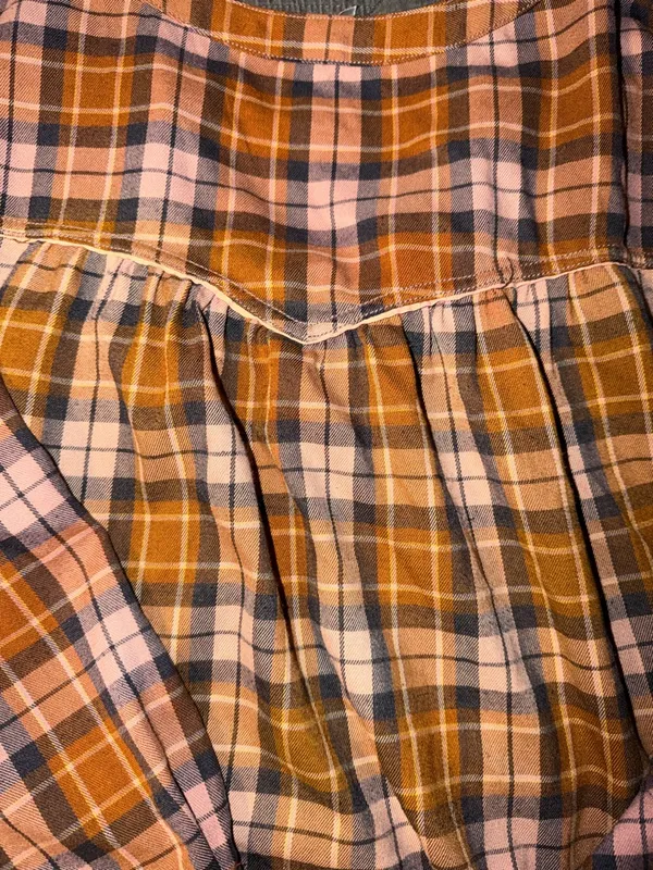 Free People Orange, Brown, and Pink Plaid Button-Down Shirt - Image 5
