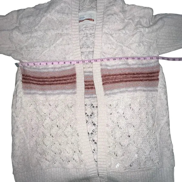 Anthropologie Pilcro Jemma Cable-Knit Open Cardigan Women Size XS/S Beige‎ Wool - Image 7