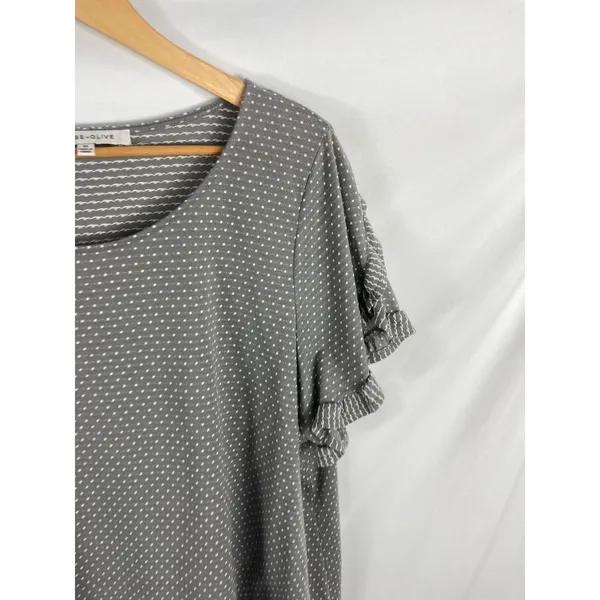 Rose + Olive Patterned Ruffle Sleeve Blouse Size 2X - Image 2