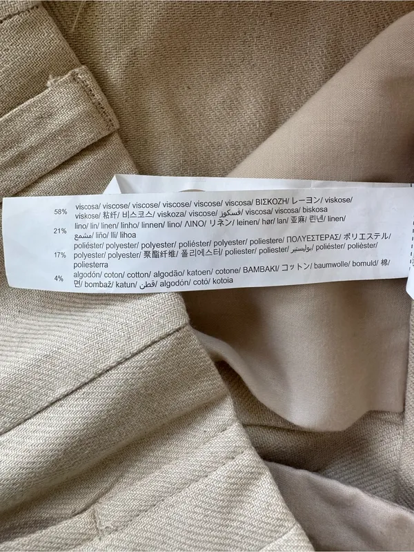 Stradivarius Cream Khaki Linen Blend Tailored Dress Pants Size 6 - Image 7