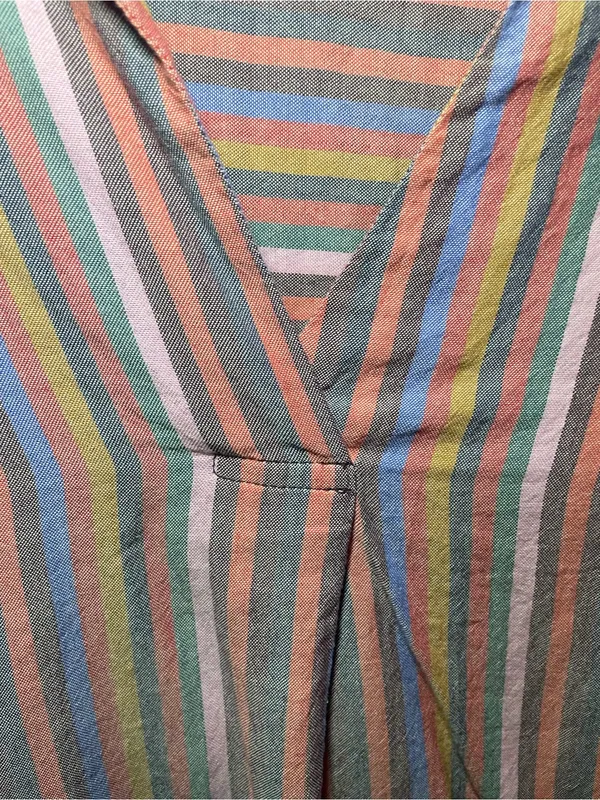 Madewell Multicolor Striped V-Neck Short Sleeve Button-Down Blouse XS - Image 4