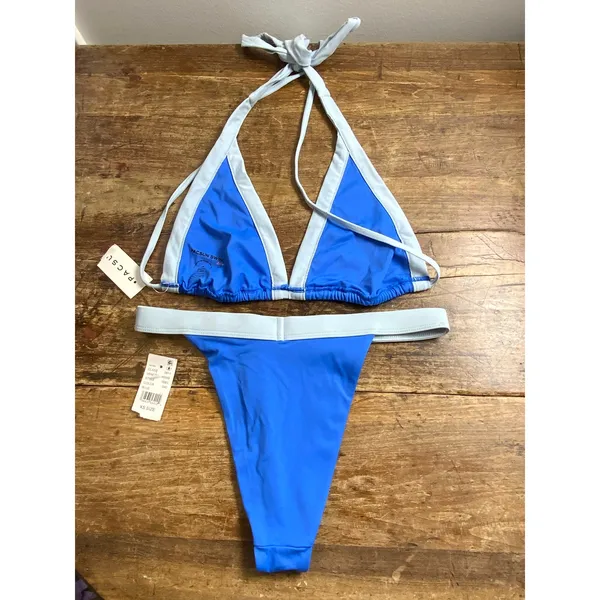 Pacsun Blue Contrast Triangle Halter Bikini Top‎ NWT M/XS - Image 8