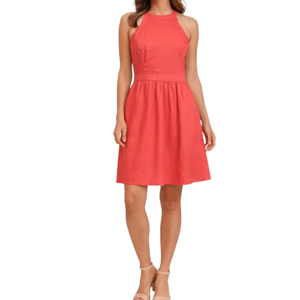 Market & Spruce NWT Halter Dress Linen Coral Linen Cotton Women's Size Medium - Image 15