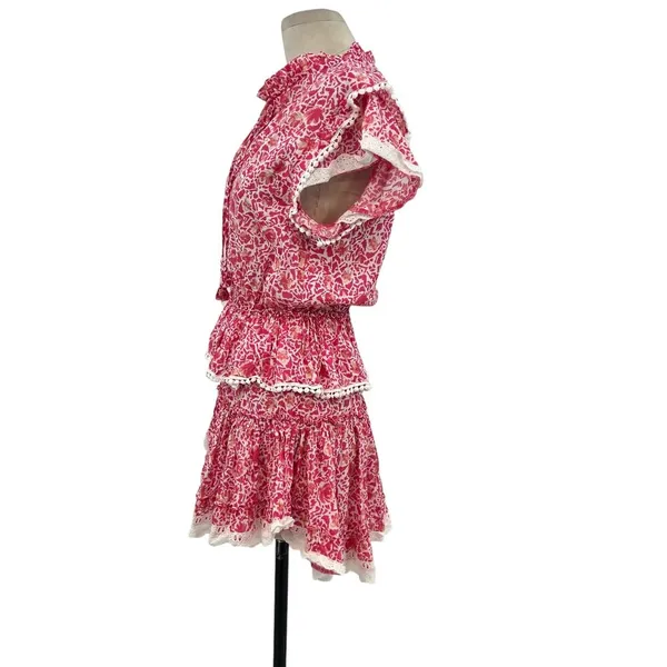 Misa Los Angeles‎ Lilian Dress Tiered Ruffle Animal Floral Print Pink Size XS - Image 8