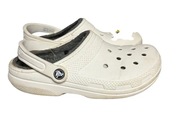 CROCS Unisex Classic Faux Fur Fuzz Lined White Clogs Size W7 M5 - Image 3