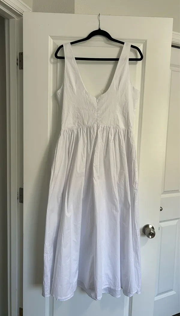 Showpo New Beckett Midi Dress Scoop Neck Drop V Waist Gathered Dress Size Medium - Image 10