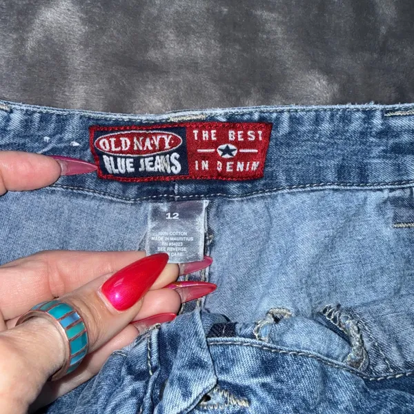 Old Navy Blue Jeans Womens 12‎ Blue Vintage Carpenter Straight High Rise Baggy - Image 3