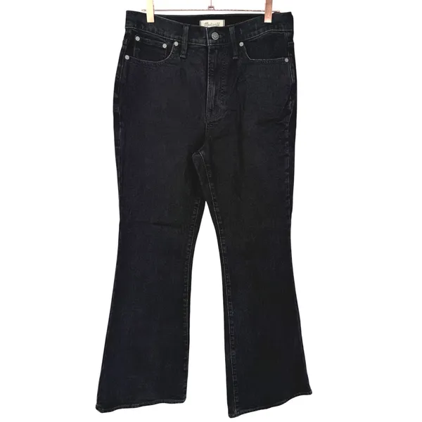 Madewell Womens Perfect Vintage Flare Jeans Black Wash Denim High Rise Size 29 - Image 5