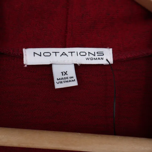 Notations Cardigan Womens 1X Wine Red Studded Open Front NEW - Image 3