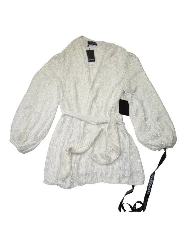 NWT retrofete Gabrielle Robe in Moonglow White Sequin Mini Wrap Dress S $635 - Image 8