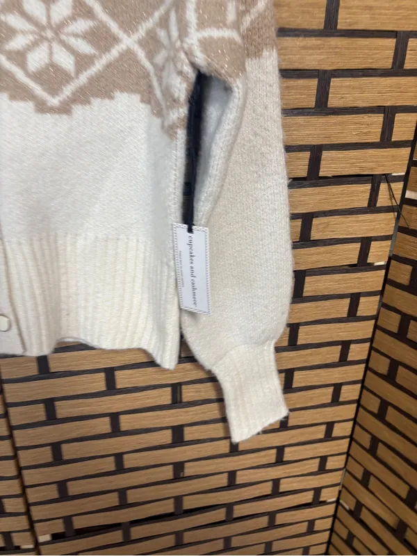 Cupcakes and cashmere tan and cream cardigan and sock set size XS - Image 5