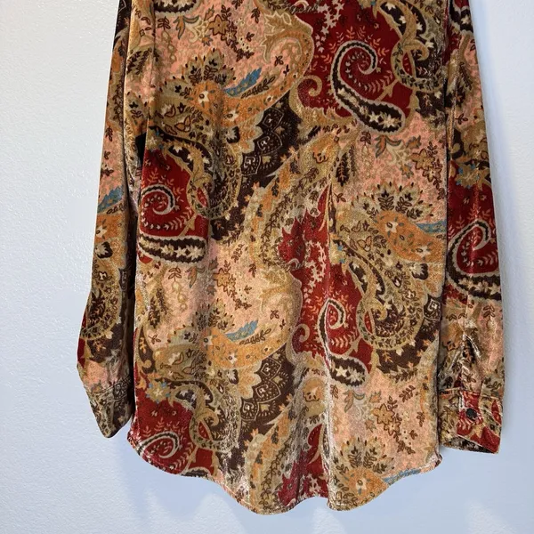Soft Surroundings Size-S Montaigne Paisley Burnout Velvet‎ Tunic Shirt Blouse - Image 12