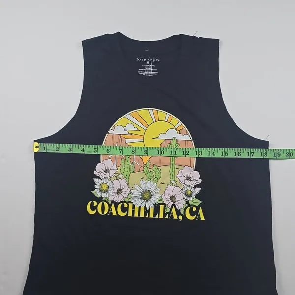 Love Tribe -1613 NWT Coachella Graphic Tank Top Muscle Top Black Size Medium‎ - Image 5