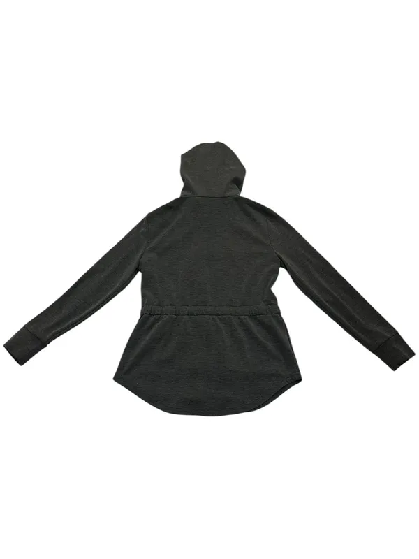 White House Black Market Grey Heather Drawstring Full Zip Hooded Athletic Jacket - Image 4