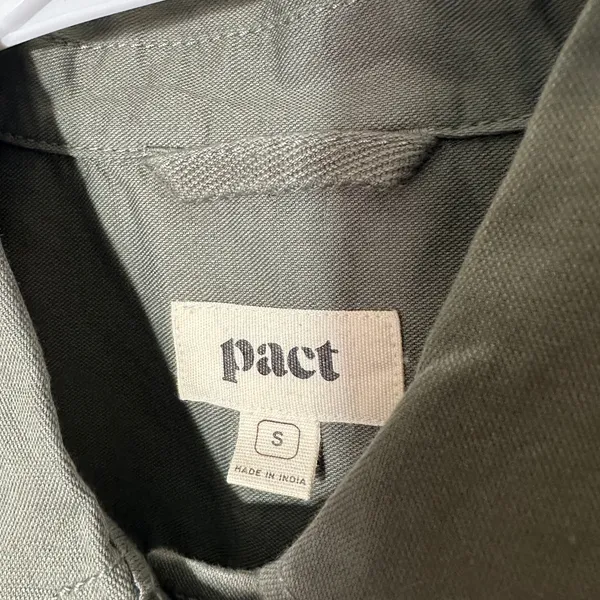 Pact Daily Twill Oversized Organic Cotton‎ Lightweight Jacket Olive Green S - Image 3