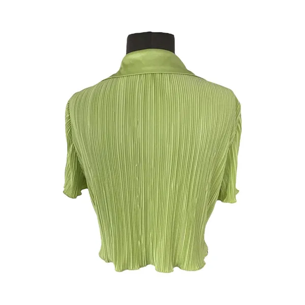 Peppermayo Sundowner Cropped Shirt Pleated Satin Lime Green Women's US Size 8 - Image 3