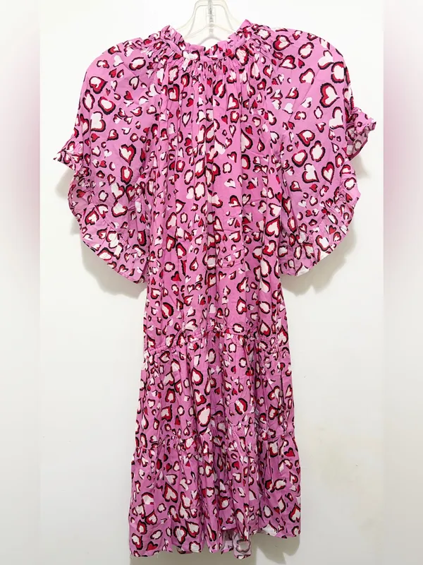 Hale Bob Marae Pink Heart Leopard Print‎ Dress XS NWT - Image 4