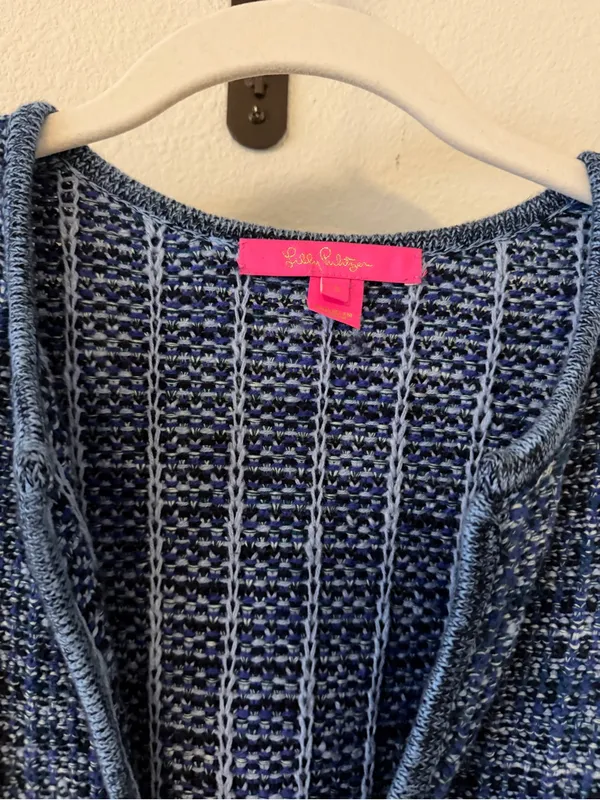 Lilly Pulitzer Simora Fringe Tweed Cardigan - Blue - Image 6