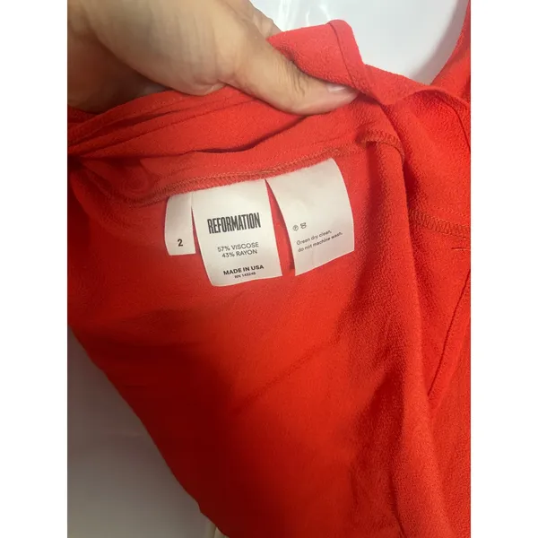 Reformation Tegan Dress Warm Orange Square Neck Mini Dress Size 2 - Image 5