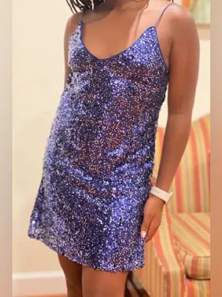 EUC Lulus Force of Fashion Royal Blue Backless Sequin Mini Dress size medium - Image 3