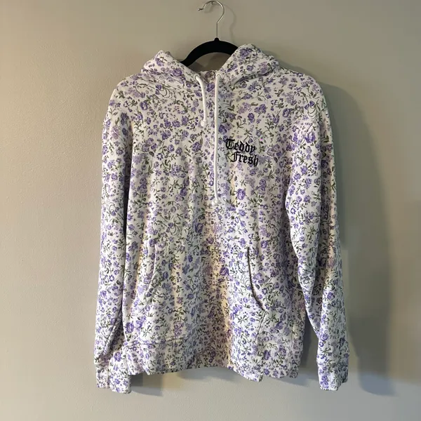 Purple Floral Print Hoodie August 2021 Collection - Image 2