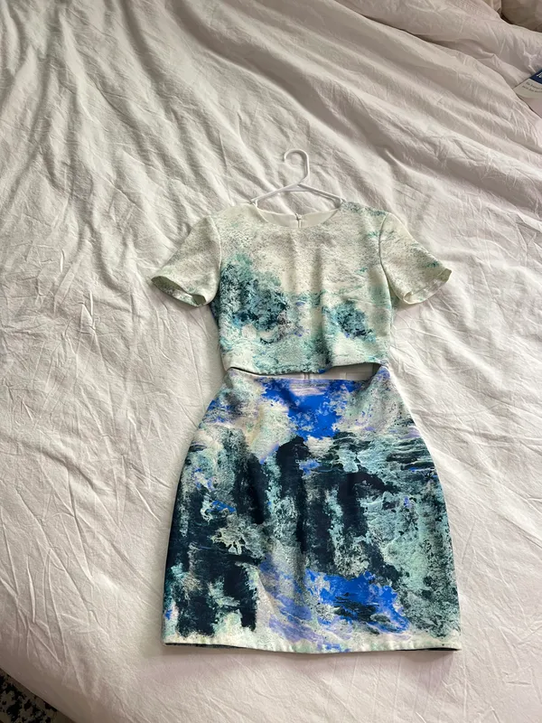 Bec + Bridge blue watercolor cut out short sleeve mini dress 4 - Image 6