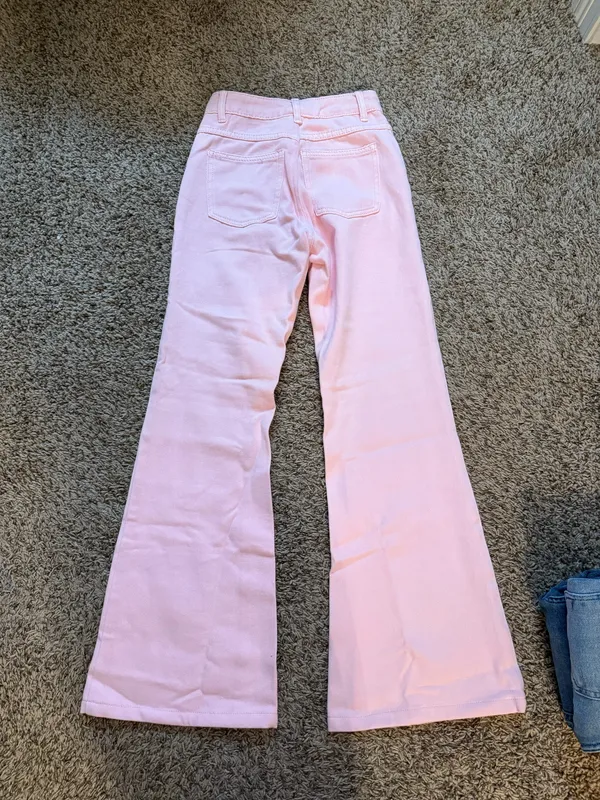 Edikted Pink Flare Jeans - Image 3