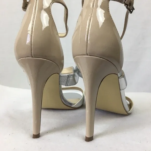 Marc Fisher White & Silver Ankle Strap Heels 8 - Image 4
