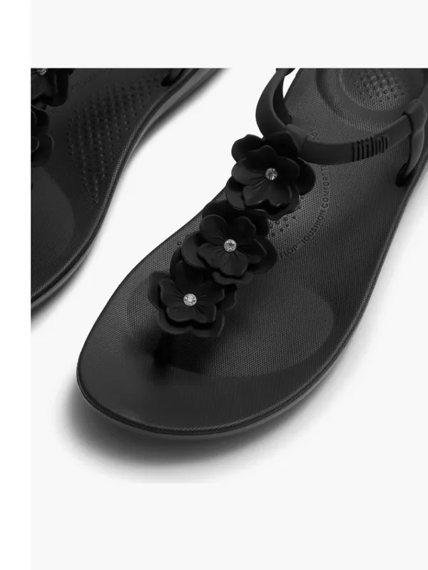 NWT FitFlop Splash Flower T-Strap Sandal 7 M, BLACK - Image 6