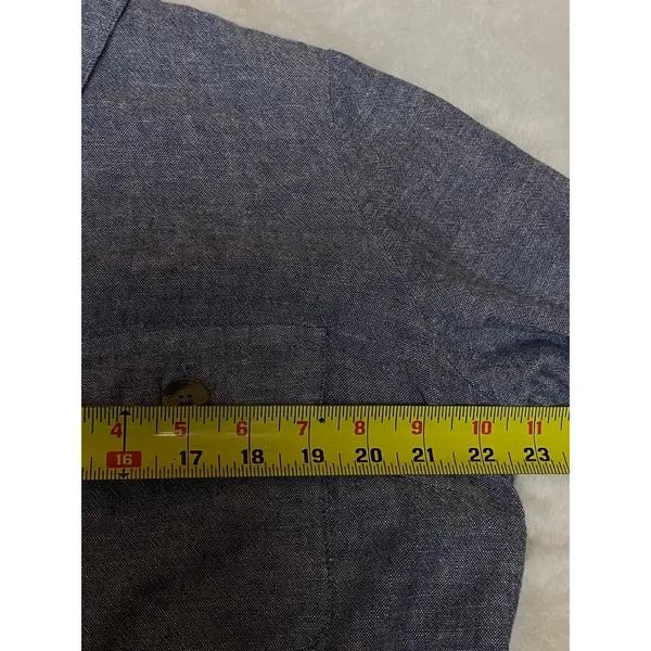 Centigrade Button Front Linen Blend Shacket Shirttail Hem Indigo Blue M NO BELT - Image 7