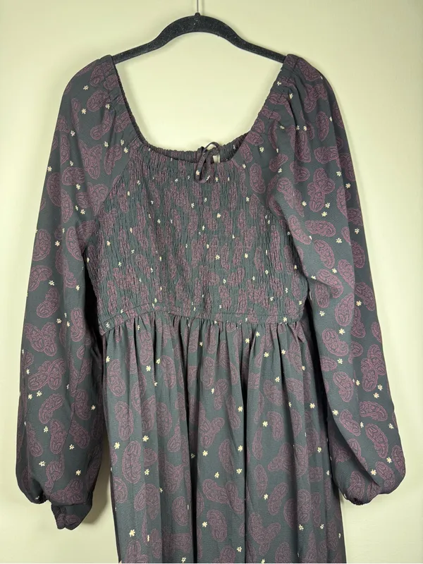Lane Bryant NWT Smocked-Bodice Tie-Neck Maxi Dress Sz 18/20 Paisley - Image 11