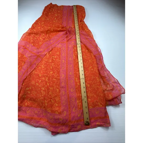 Finity Studio 100% silk Wrap dress vibrant pink‎ and orange floral Size 8 - Image 6
