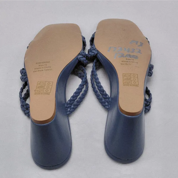 Journee Collection Baylen Wedge Sandals Women's 7.5 Blue Slip On Casual Shoes - Image 8