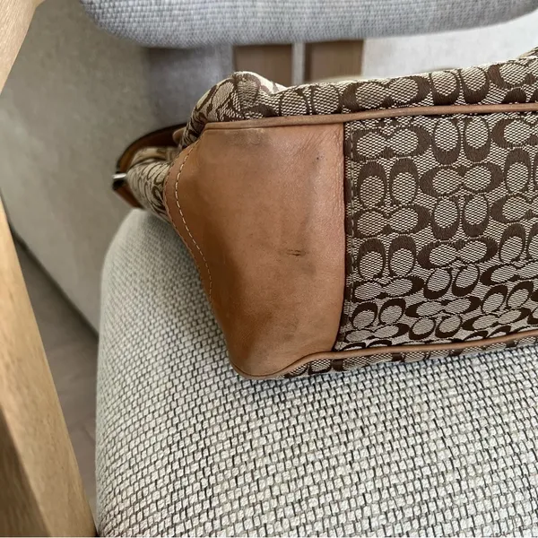 Vintage Coach Voyager Logo Canvas and Leather Messenger Bag in Brown - Image 9