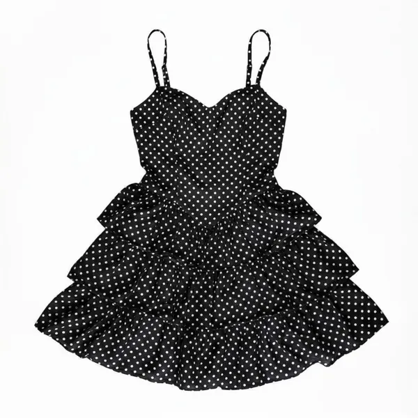 H&M Navy Polka Dot Tiered Mini Dress, US8 - Image 6