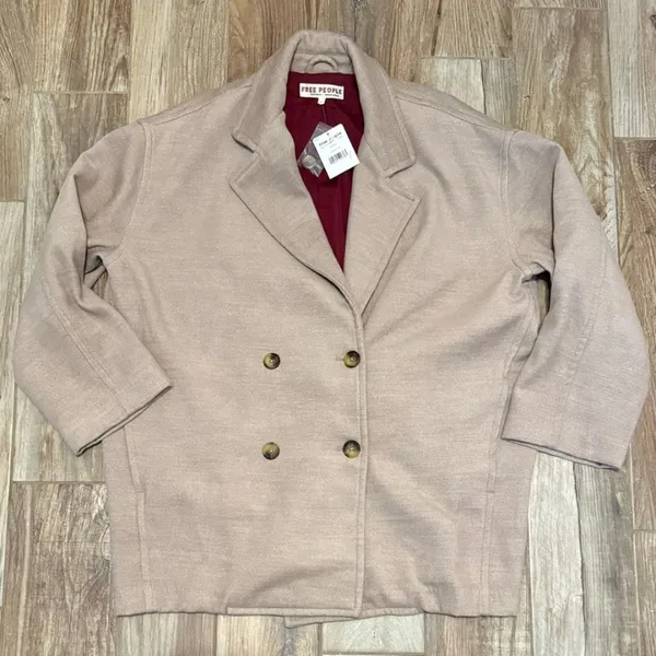 Free People Hanna Super Soft Slouchy Blazer Camel Coat Jacket - Image 2
