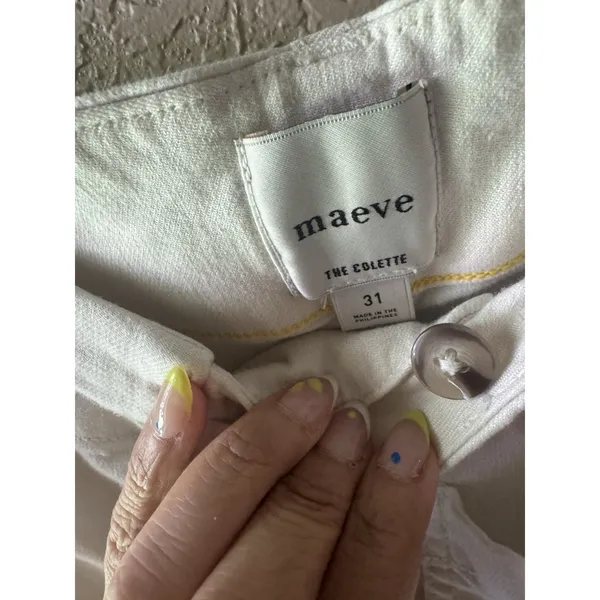 Maeve Anthropologie The Colette Wide Leg Pants Cream Ivory Linen Blend - Image 2