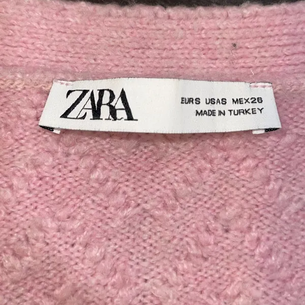 Zara Pink Chunky Knit Button Cropped Cardigan Sweater SZ S Street Chic Casual - Image 4