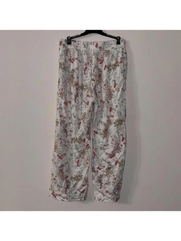 Vintage Jones New York off-white linen blend floral printed pants - Image 4