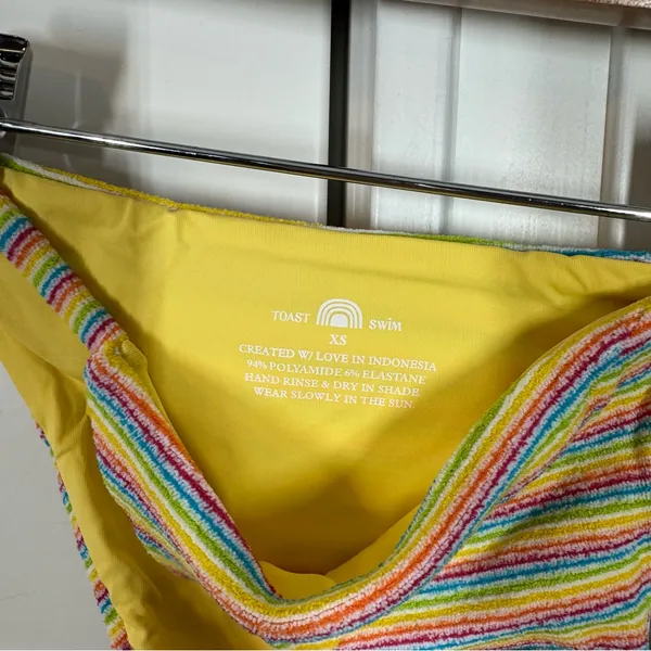FREE PEOPLE X TOAST‎ Stitch Rainbow Ribbed Bikini Bottom Size XS - Image 5